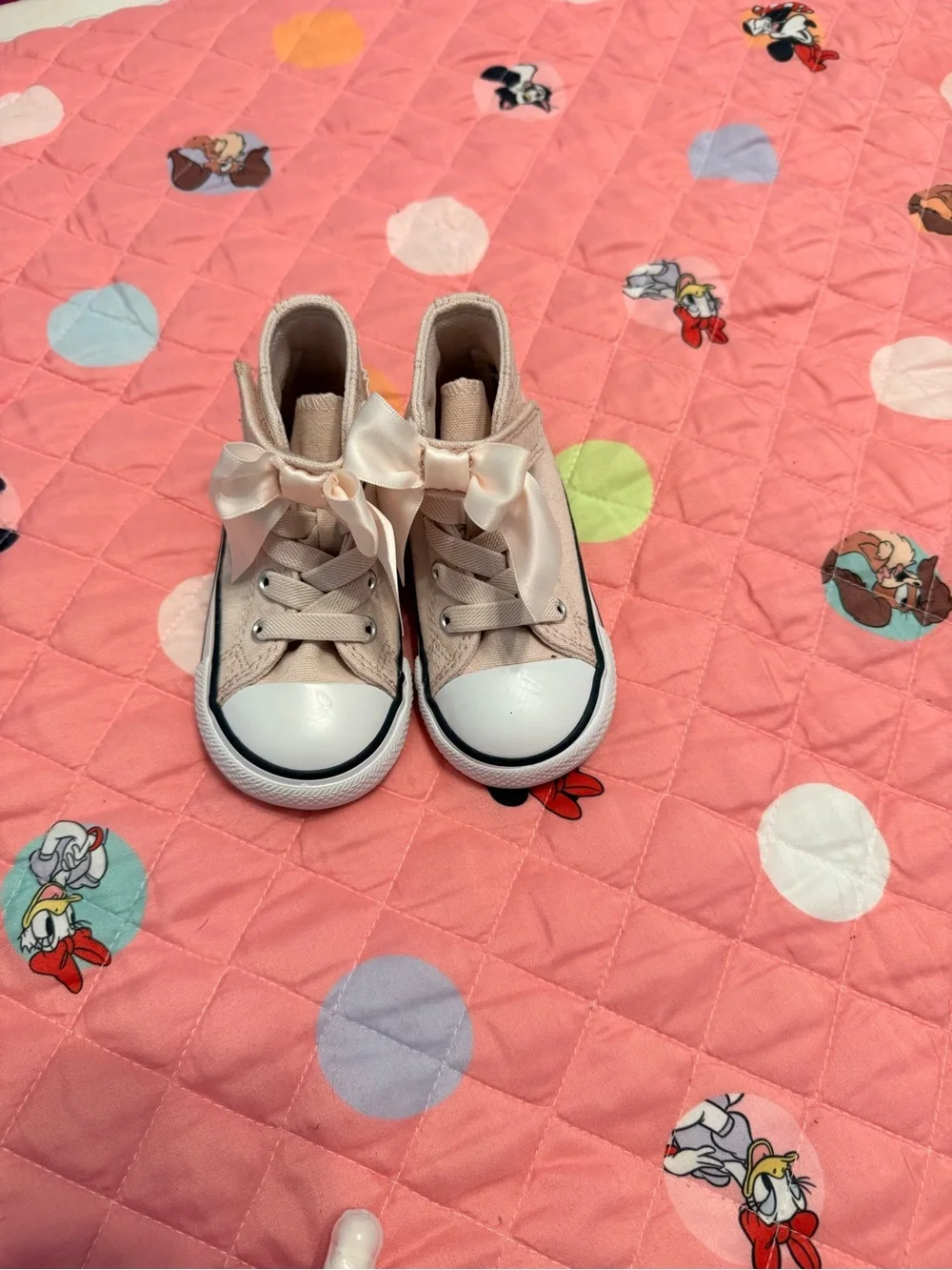 Converse Kids Light Pink High-Top Sneakers with Ribbon Bow